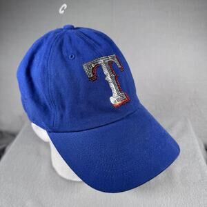 Texas Rangers Hat Cap Strap Back‎ Womens Royal Blue MLB Baseball Sequin Logo